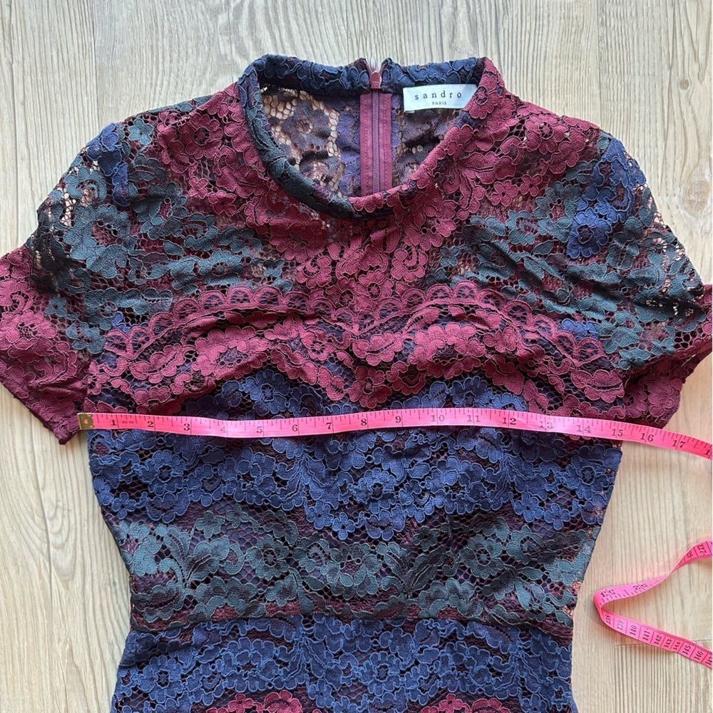 Sandro Rodney lace colorblock mini dress size 1 small worn on CW network - Picture 4 of 11